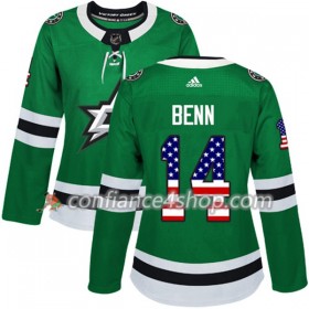 Adidas Maillot de Hockey Dallas Stars Jamie Benn 14 2017-2018 Kelly Vert USA Flag Fashion Authentic - Femme